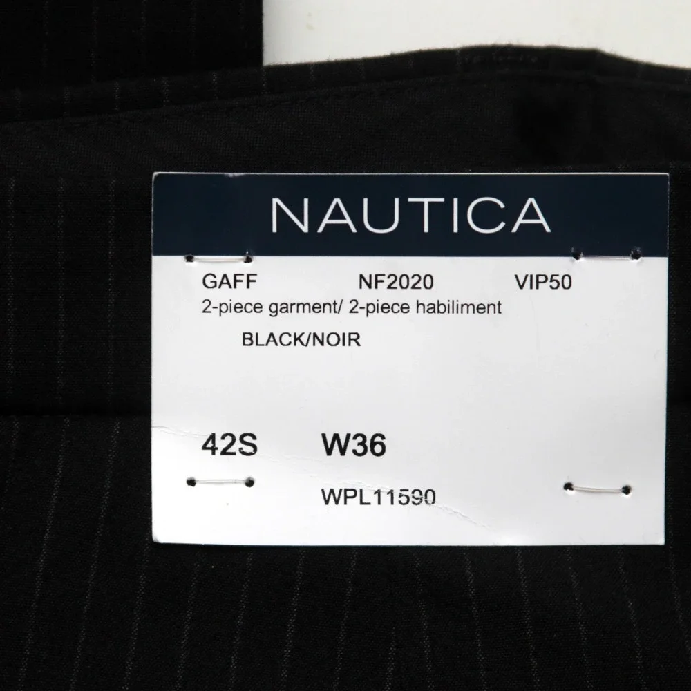 Nautica Men's Modern Stretch Dress‎ Pants Striped Black 36Wx32L D110629